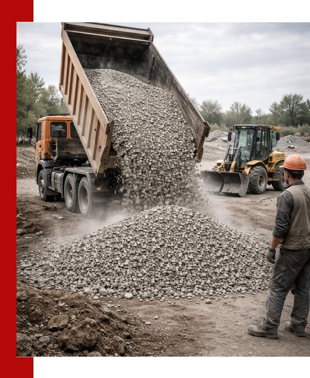 Доставка щебня в Медногорске крупными и мелкими фракциями