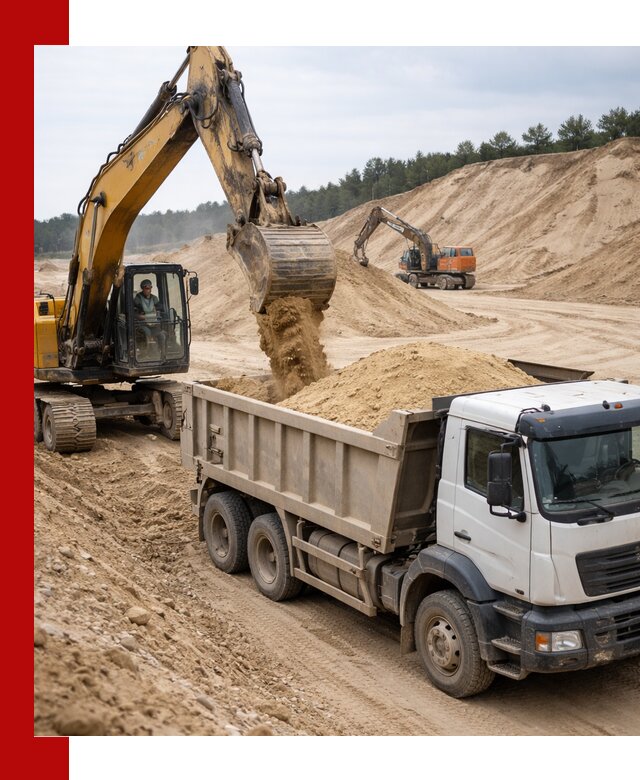 Доставка карьерного песка с самосвалами и разгрузкой в Медногорске