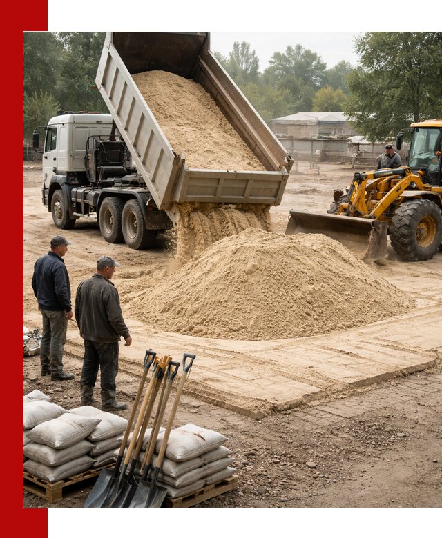 Доставка мытого песка в Медногорске с самосвалами по выгодной цене
