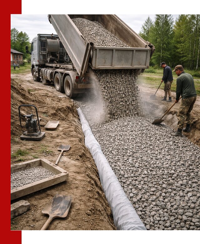 Гравий для дренажа с доставкой в Медногорске качественный и недорогой