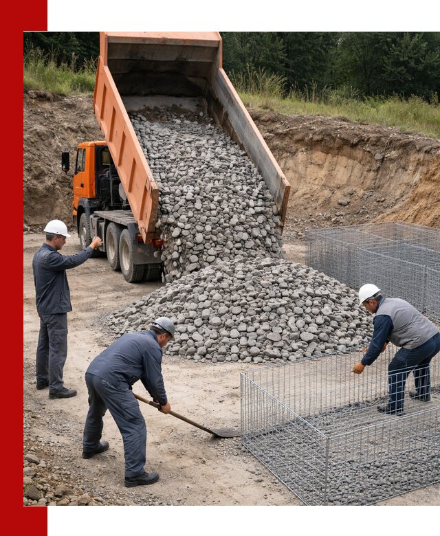 Камень для габионов с доставкой в Медногорске быстро и надёжно