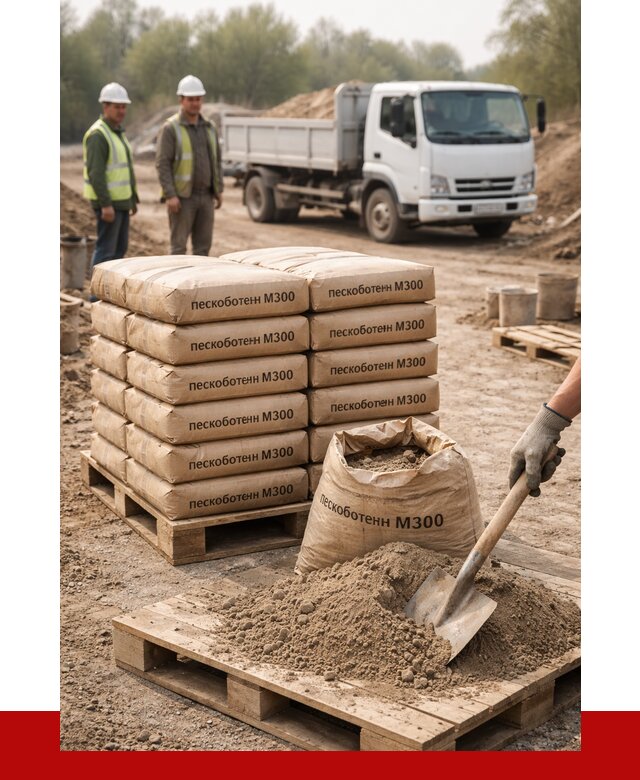 Пескобетон М300 в Медногорске с доставкой от 4730 р. за куб | ПРОНЕРУДМдн