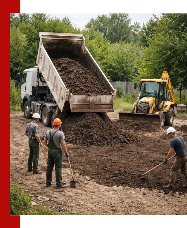 Доставка и укладка грунта для выравнивания участка в Медногорске