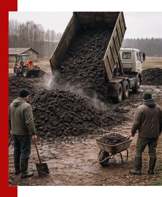 Доставка низинного торфа с разгрузкой и доставкой в Медногорске